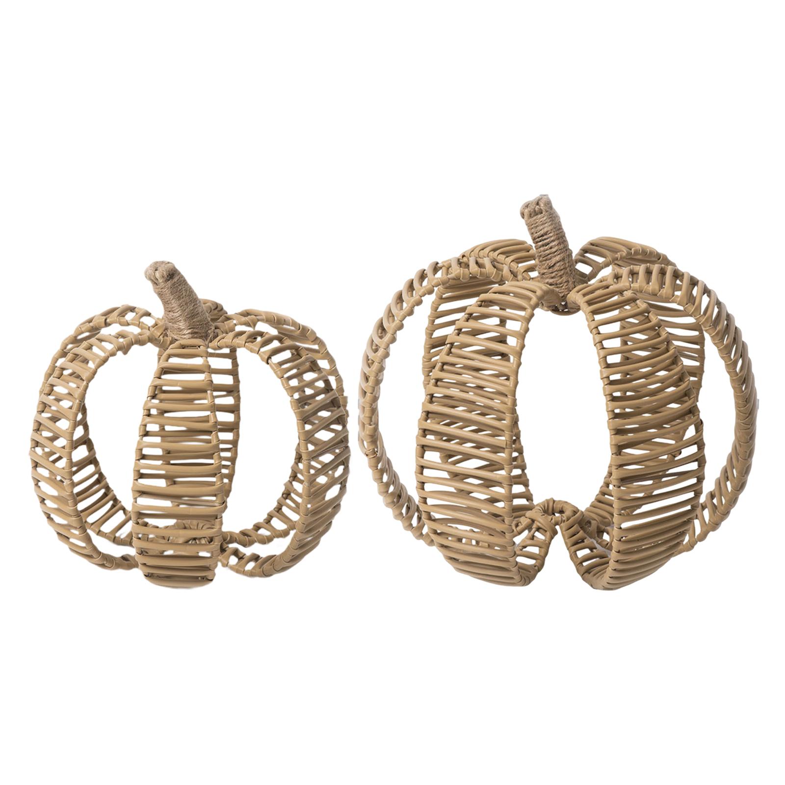 

Faux Rattan Pumpkin Decoration Statue Fake Pumpkin Ornament Artificial Pumpkins for Harvest Halloween Tabletop Scene Layout 20cmx18.5cm