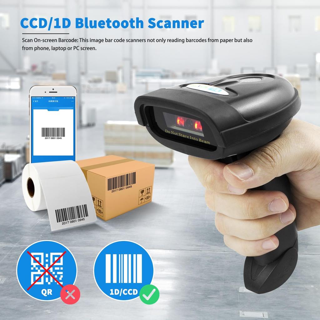 NETUM Bluetooth Barcode Scanner, 2.4G Wireless, Bluetooth & Wired Connection Compatible, for Smartphones/Tablets/PCs/CCD Barcode Reader, Windows/Mac/A