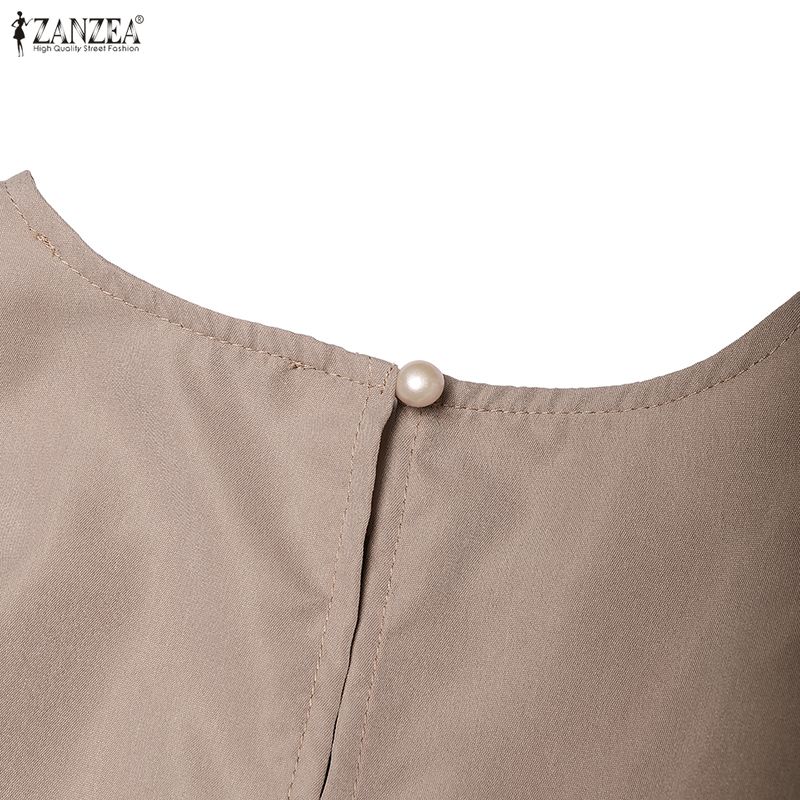 ZANZEA Lässiges Sommerkleid mit Rundhalsausschnitt und kurzen Ärmeln für Damen