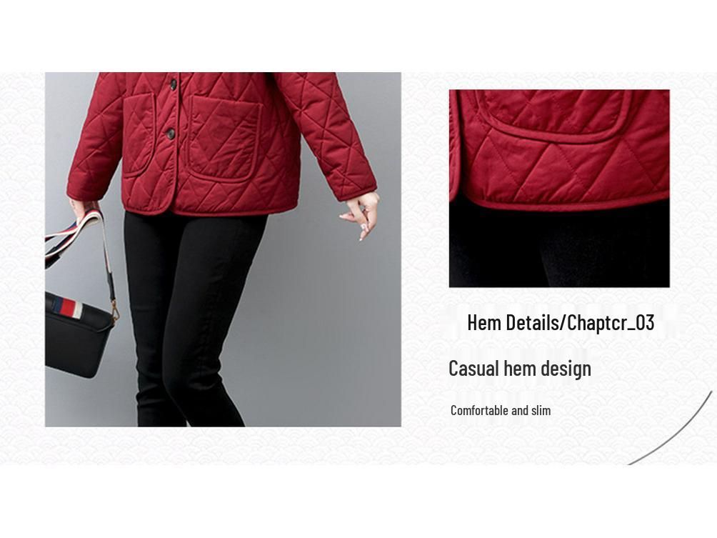 Mamas Neue Mode Leichte Gesteppte Baumwolljacke - Lässig Einfarbig für Mittelalte und Ältere Frauen