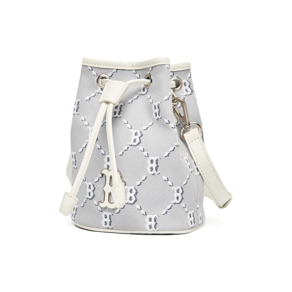 MLB Monogram Series Boston Red Sox Vintage All Over Print Bucket Bag Unisex Shoulder Bag Light-Gray 3ABMS022N-43GRS