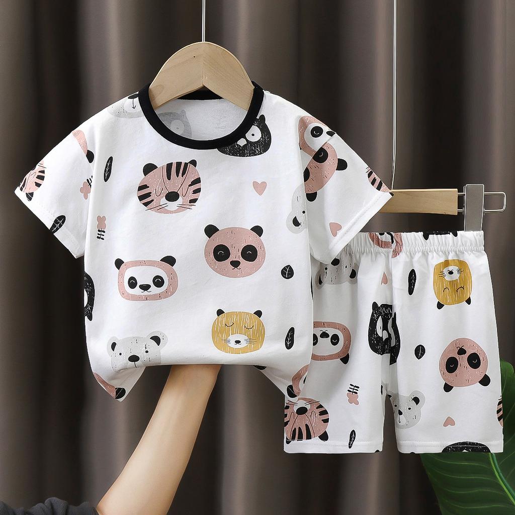Fashion Toddler Kids 2-Piece Outfit Cartoon Print T-Shirt & Shorts Set