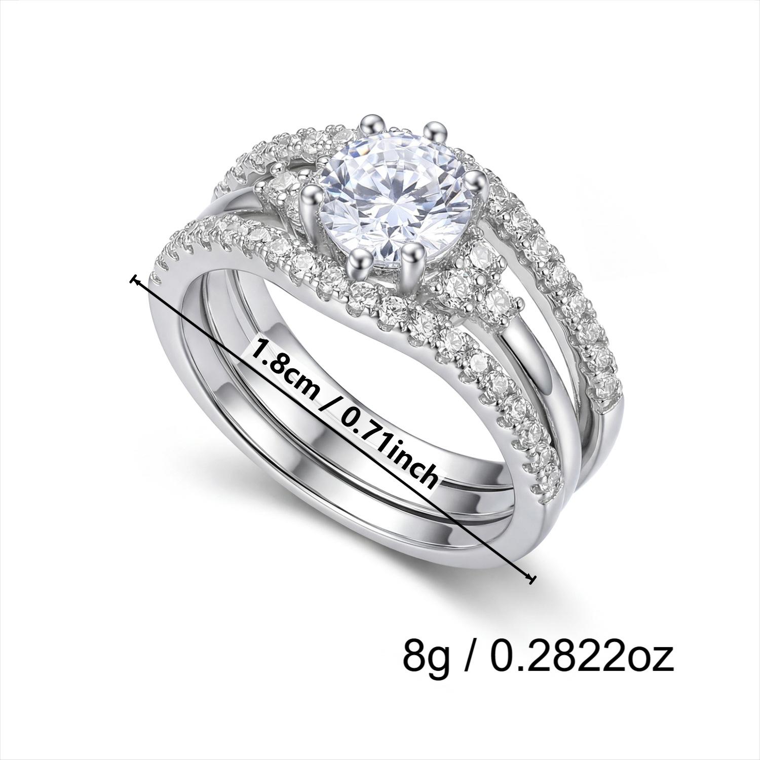 

Women s light luxury sparkling zirconium ring, high-end design, stackable three-piece set of rings No. 6