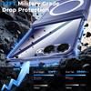 Magnetic Matte Protective Case with Tempered Glass Screen Protector and Hinge Protection for Samsung Galaxy Z Flip 7-Blue
