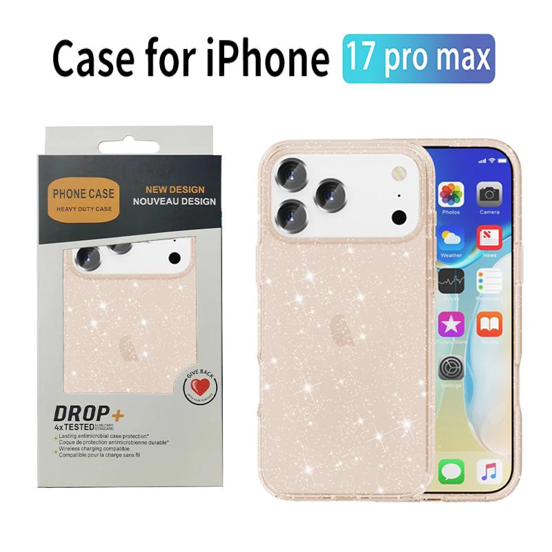 

Glitter PC+TPU Rugged Armor Case For IPhone 17 Air 16 15 14 Plus 13 12 11 Pro Max Multi-layer Anti-Drop Bumper Back Cover iPhone 16