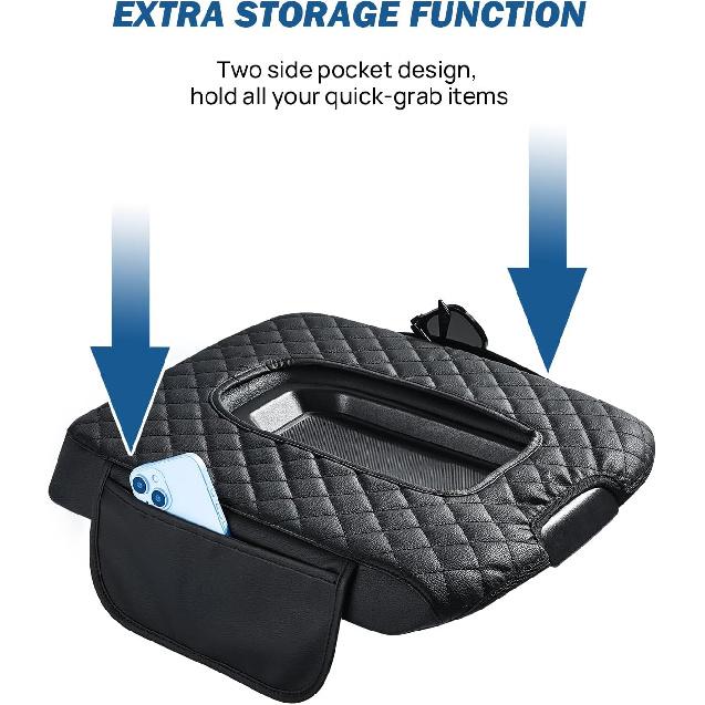 JOYTUTUS Center Console Cover Compatible With -2025 Silverado Sierra Jump Seat, Leather Arm Rest Armrest Cover For Car, Durable Middle Console Cover