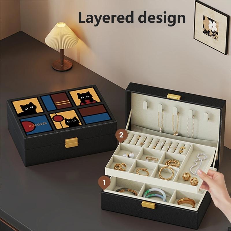 Retro PU Leather Jewelry Organizer Hard Case Jewelry Organizer For Travel Storage And Home Decors Tarnish Resistant Protections