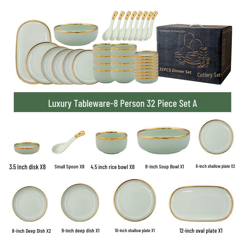 Abay Nordic Gold Rim Ceramic Dinnerware Set