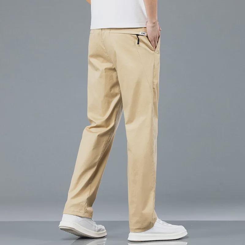 Sommer 2025 Herren Dünne Baumwolle Lässige Hose mit geradem Bein und elastischem Bund - Große Größe