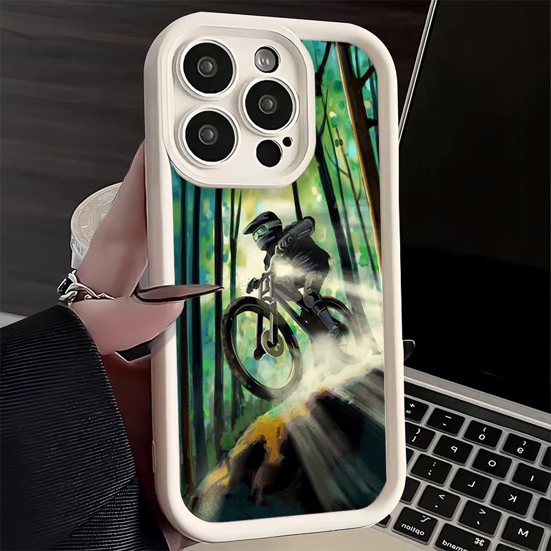 

Phone Case for iPhone 17 Air 16E 15 16 Pro Max Mountain Bike Bicycle Cover 14 Plus 13 12 Mini Soft Shell Silicone Fundas iPhone 13