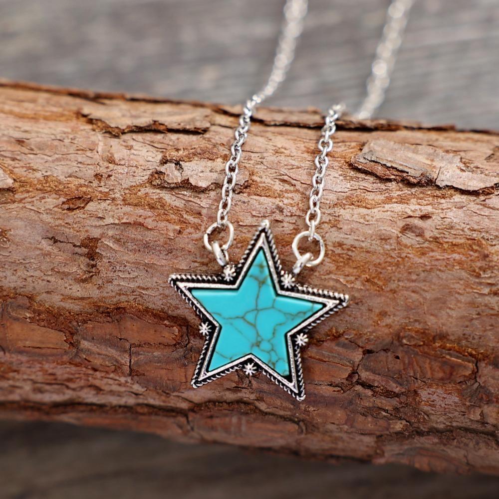 

Zinc Zinc Alloy Five-pointed Star Necklace Layered Chain Hip-hop Clavicle Chain Female Lady Girl Style B