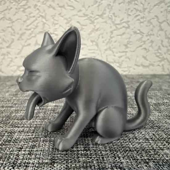 3D Printed Vomit Cat Figurine Plastic Kitten Statue Animal Sculpture