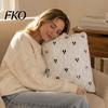 Seasonal Halloween Bedroom Accessories Ghost Cushion Cover, Fuzzy Throw Pillow 18x18 Inch Festive Living Room Sofa Decor Washable Plush Case for Couch