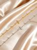 Dainty Cubic Zirconia Cross Bracelet Stainless Steel Thin Link Beads Chain 18K Gold Plated Bracelets for Women Luxury Jewelry