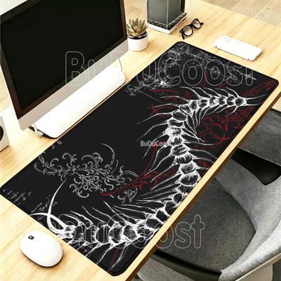 Black White Pattern Art Cartoon Mousepad Gaming Nonslip Esports Keyboard Playmat Anime Kawaii Girl HD Printing Overlock Desk Mat
