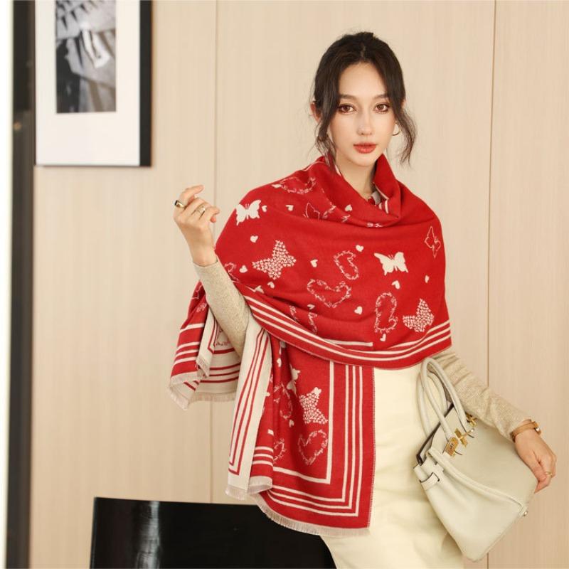 New Versatile Imitation Cashmere Scarf Women's Autumn and Winter High-end Temperament Jacquard Shawl Scarf Dual-purpose