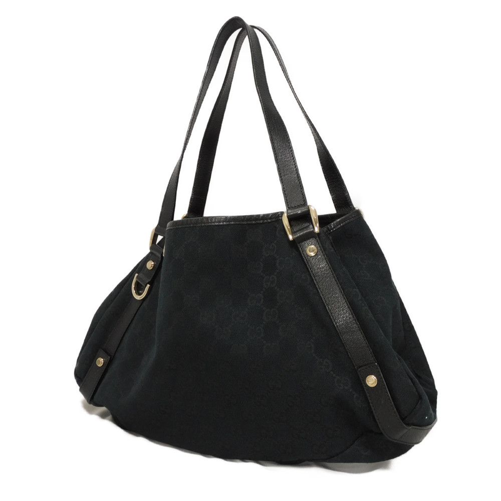 Used Abbey Tote 9539 130736 7924 Logo Double G Calfskin Shoulder Bag in GG Canvas Black Women's from Japan AUTHENTIC
