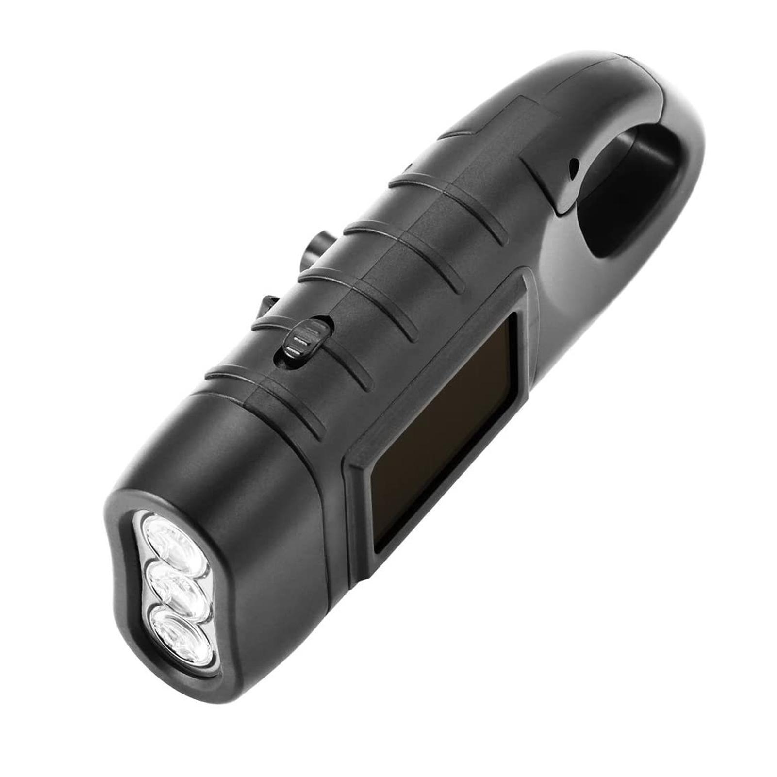 

LED Portable Flashlight Multifunction Solar Charging Manual Power Generation Torch Light for Camping Emergency Black чёрный