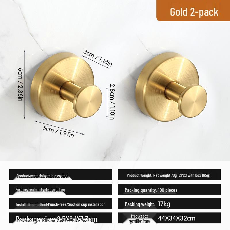 Traceless Stainless Steel Vacuum Suction Cup Hook for Kitchen & Bathroom