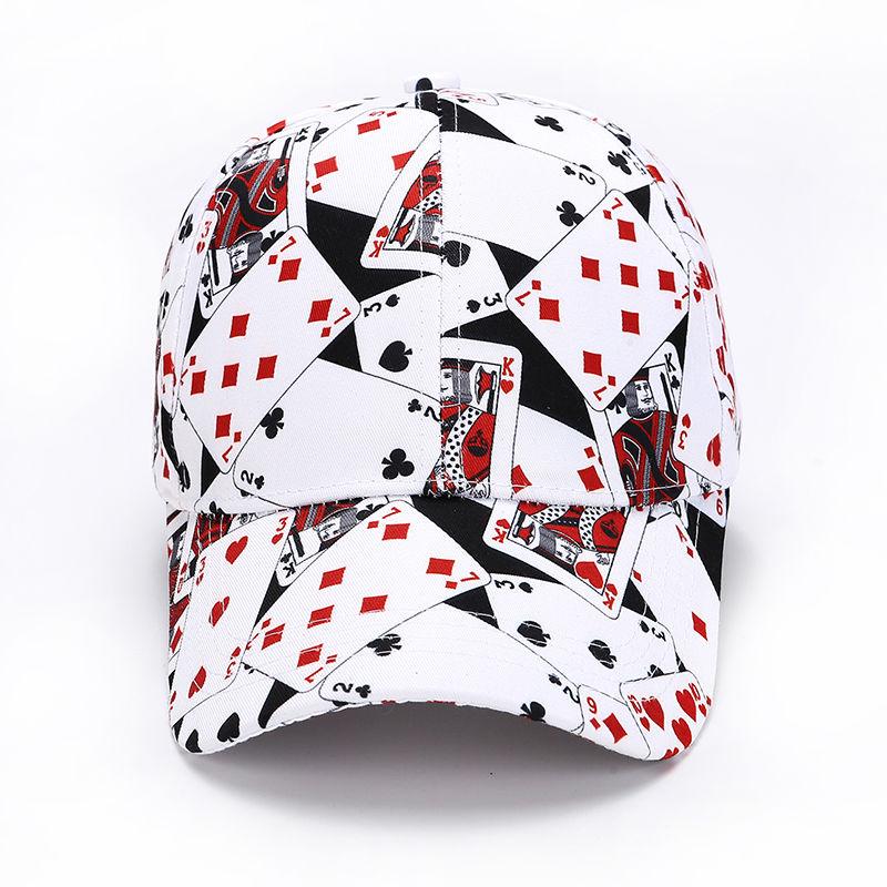 Hat Men's Graffiti Spring and Autumn Poker Printed Hip Hop Baseball Hat Summer Versatile Sunscreen Duck Tongue Hat