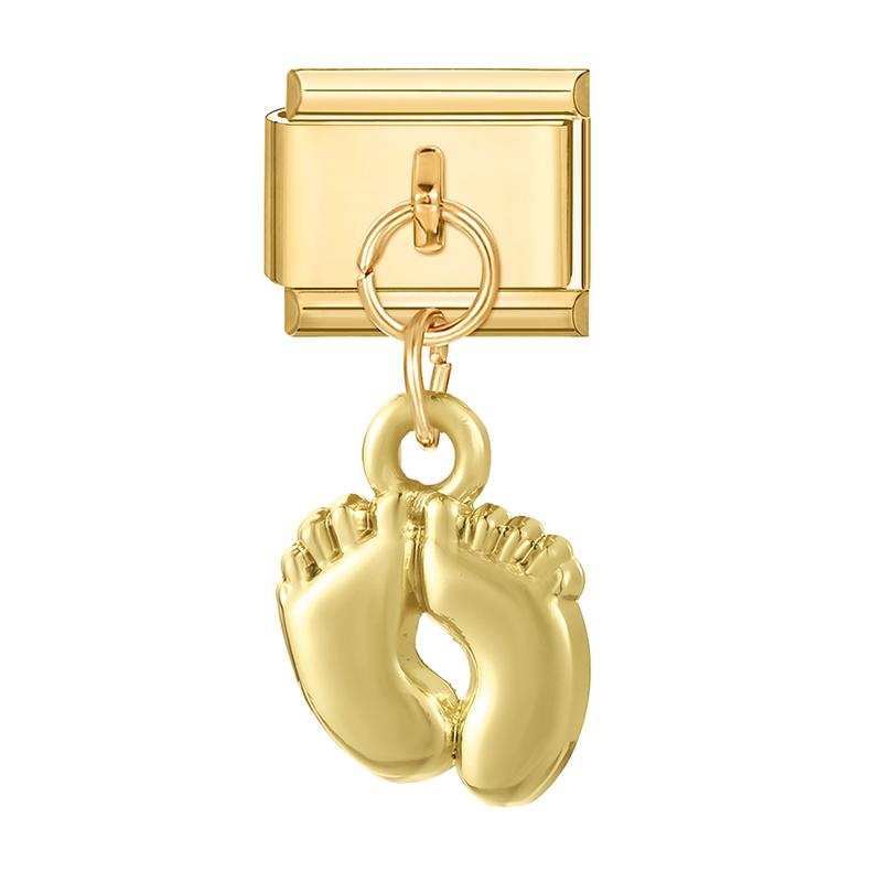 Gold Color Heart Lips Bow Knot Rose Swan Fishbone Pendant Charm Links Fit 9mm Stainless Steel Bracelet DIY Making Men Women Gift