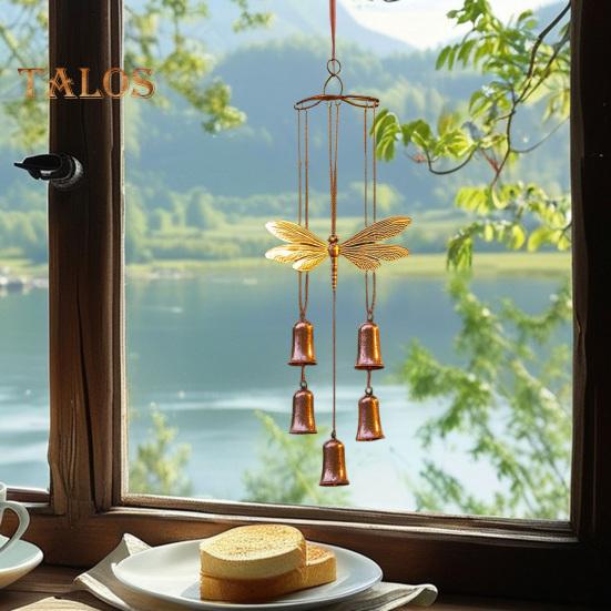 Vintage Dragonfly Wind Chime Weather-proof Indoor Outdoor Garden Patio Metal Dragonfly Hanging Wind Bell Decoration Ornament
