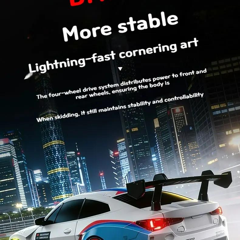 Portable Four-wheel Drive RC Drift Car with LED Light 2.4G Radio 20KM/h High Speed Remote Control Racing Cars Vehicle Model Toy Gift for Boy Girl Kid