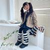 1 Pair Kids Striped Leg Warmers Warm Knitting Knee High Socks Stylish Socks Sleeve Winter Essential Clothing Accessories