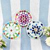 Fourcart Cute Handmade Glass Coasters Flower Pink x Set [Mosaic Coaster] 5-Piece