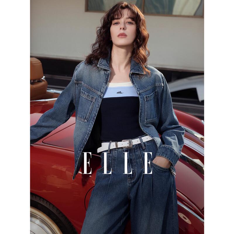 ELLE Women s French Retro Denim Jacket S