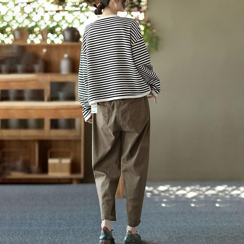 Cotton Jacket Women Summer Long Sleeve Striped Women's Dress Comfortable Stretchy Loose Short Jacket Women