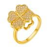 Zircon Four-Leaf Clover Adjustable Women's Rotatable Ring
