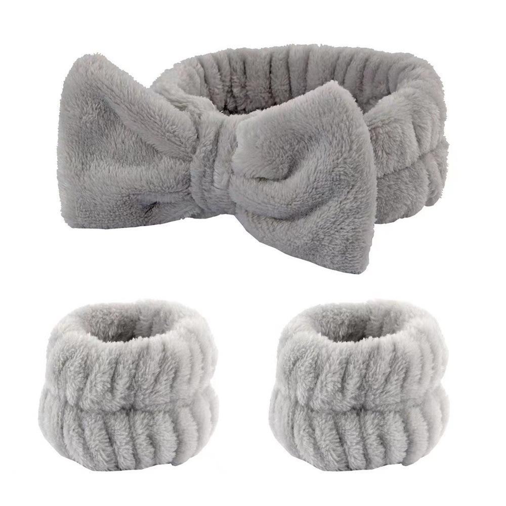 Plush Flannel Absorbent Wristbands & Splash-Proof Headband Set
