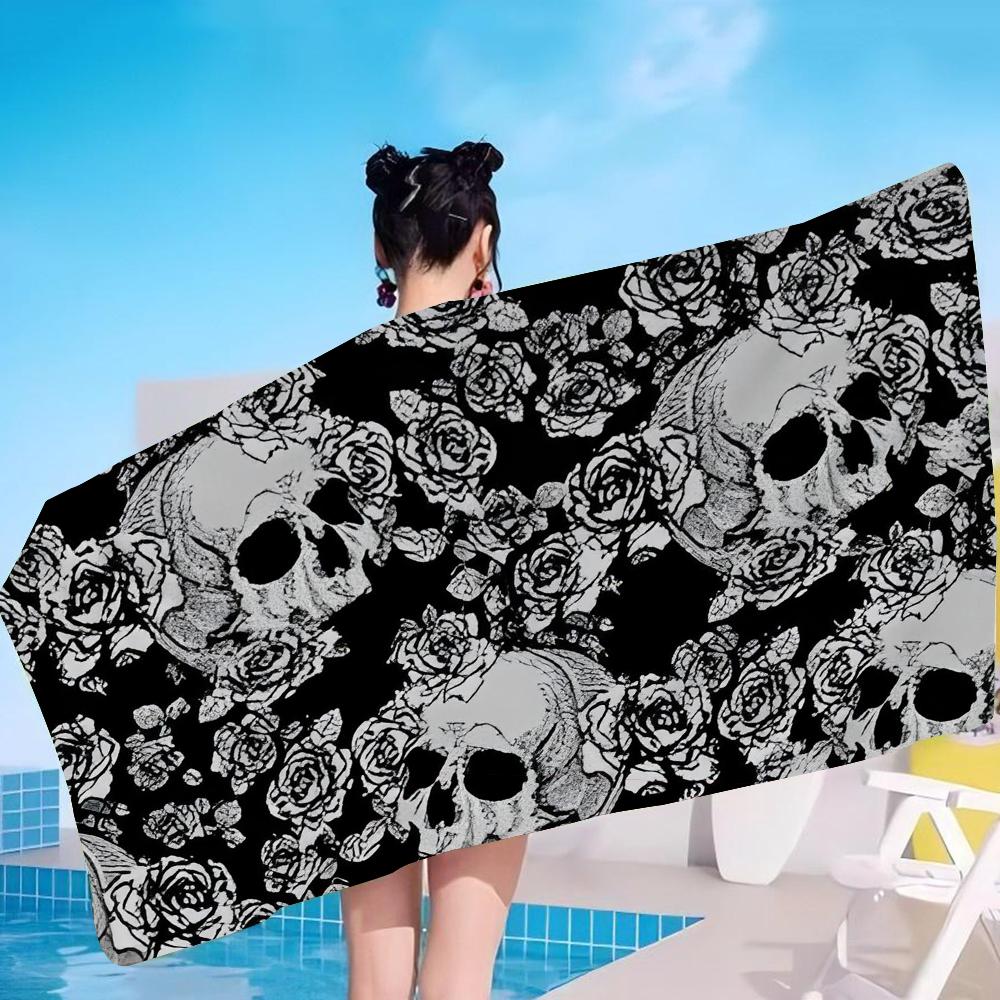 Crâne Horreur Sorcellerie Gothique Grandes Serviettes de Plage en Microfibre Serviette Sable Serviettes de Plage Serviette de Piscine pour Voyage Piscine Natation Yoga