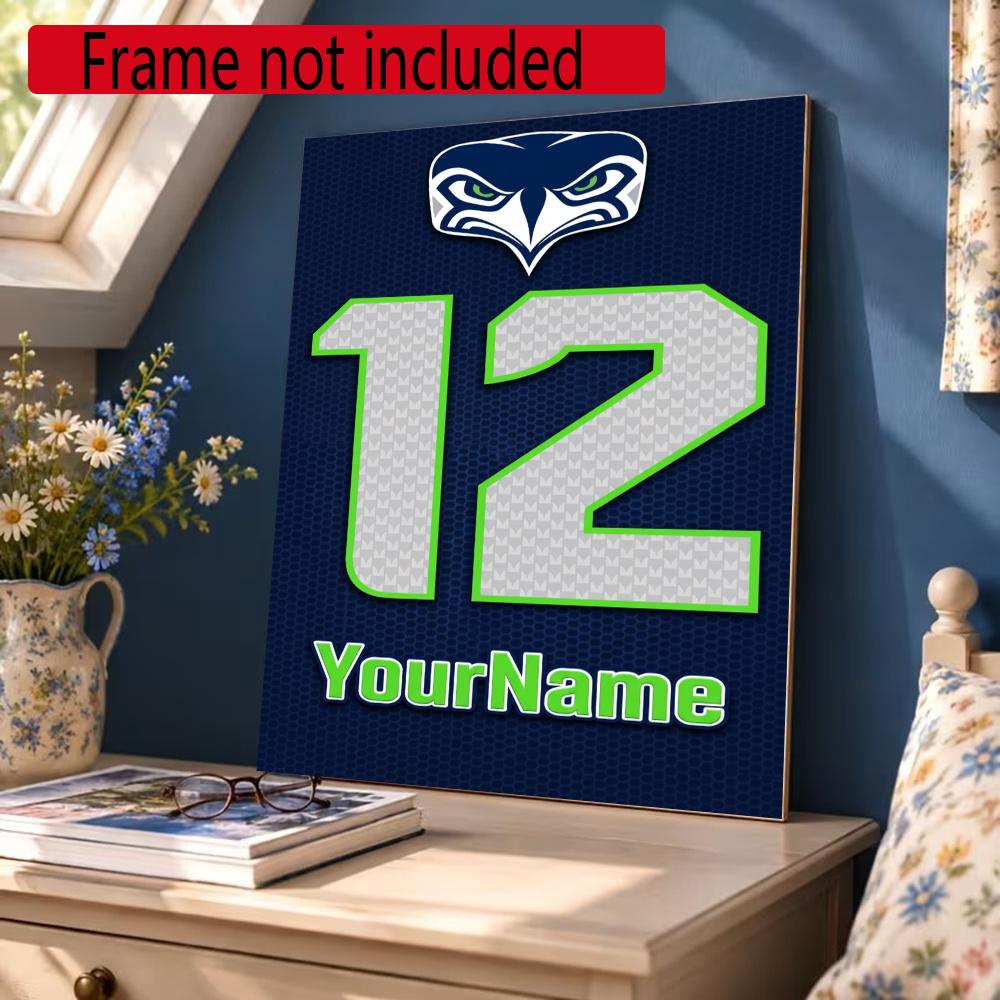 Seattle Seahawks Personalized Text Diamond Painting Round Diamond Mosaic Rhinestones Diamond Embroidery Craft Kit Wall Decor Without Frame