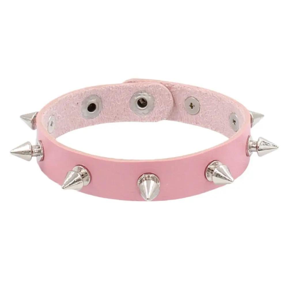 Unisex Gothic Studded Bracelet Pu Leather Adjustable Black Wristband Hip Hop Double-layer Colorful Rock Punk Cuff Bangle