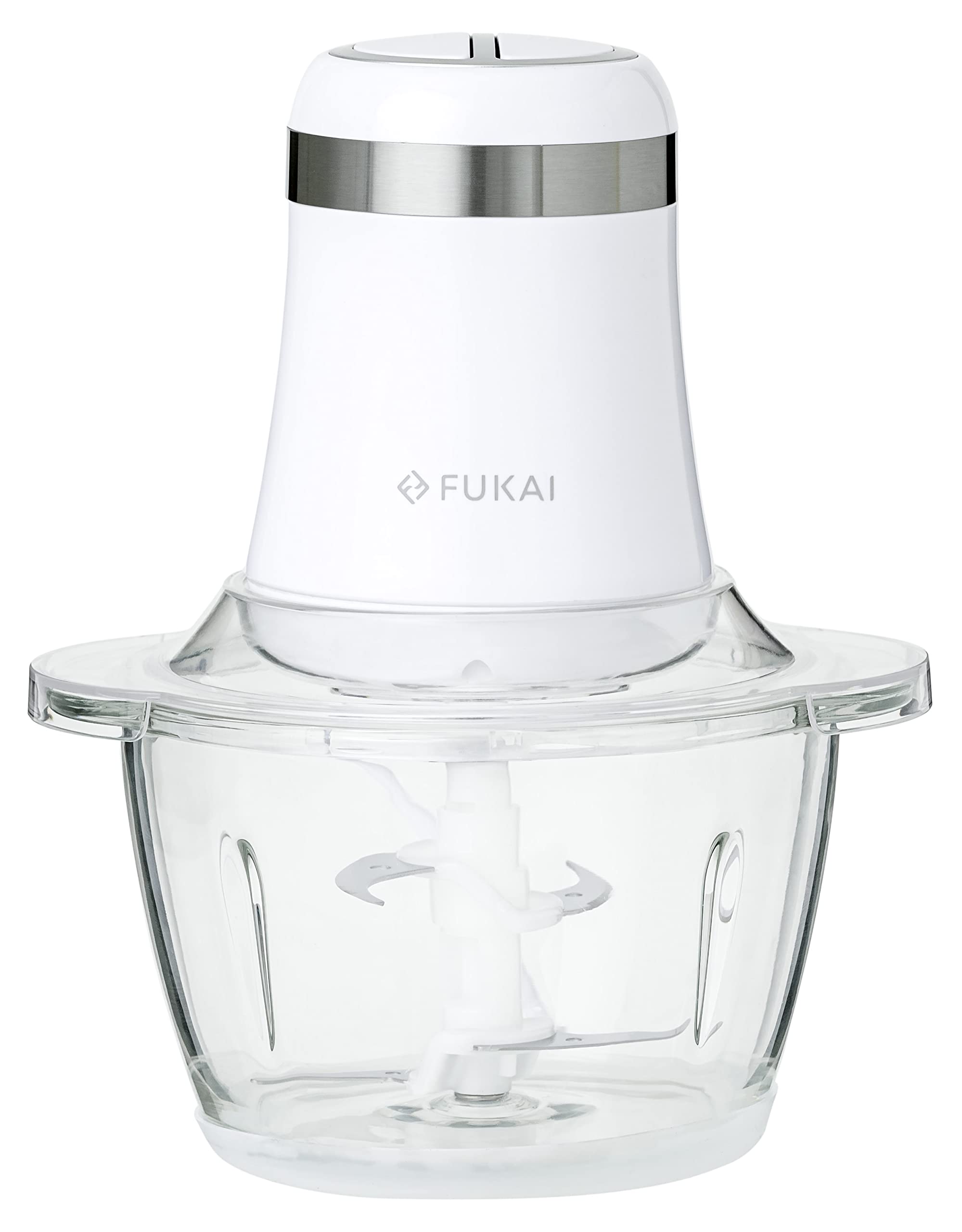 

FUKAI Food Chopper White Minced Vegetable Time Saving Easy Cooking Kitchen 2 Stainless Steel Double Detachable Food Processor Chopping, Meat,