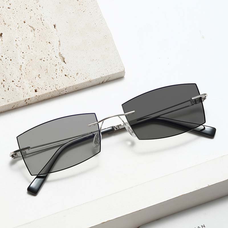 Light Sensitive Color Changing Presbyopia Glasses Frameless Anti Blue Light Eyewear High-Definition Business Reading Eyeglasses