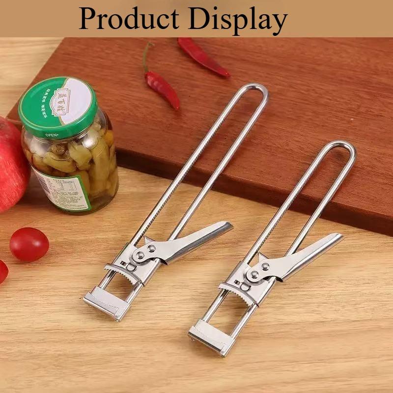 Adjustable Stainless Steel Bottle Opener & Can Opener Multifunctional Kitchen Lid-Opening Tool Ergonomic Handle Assisted Lid-Ope