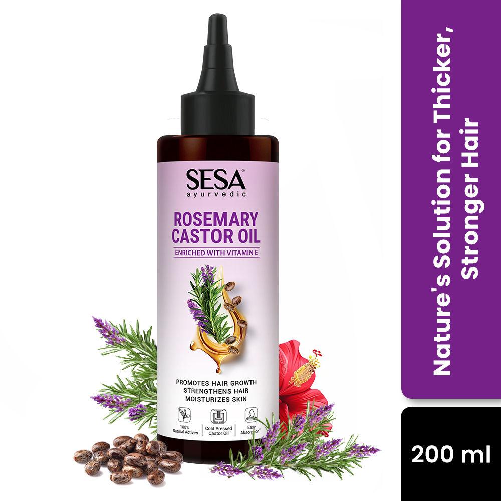 Sesa Rosemary Hair Oil For Hair Growth & Fall Control With Castor Sesame Hibiscus – Deep Conditioning 200ml Pack – Smooth Frizz-Free Hair