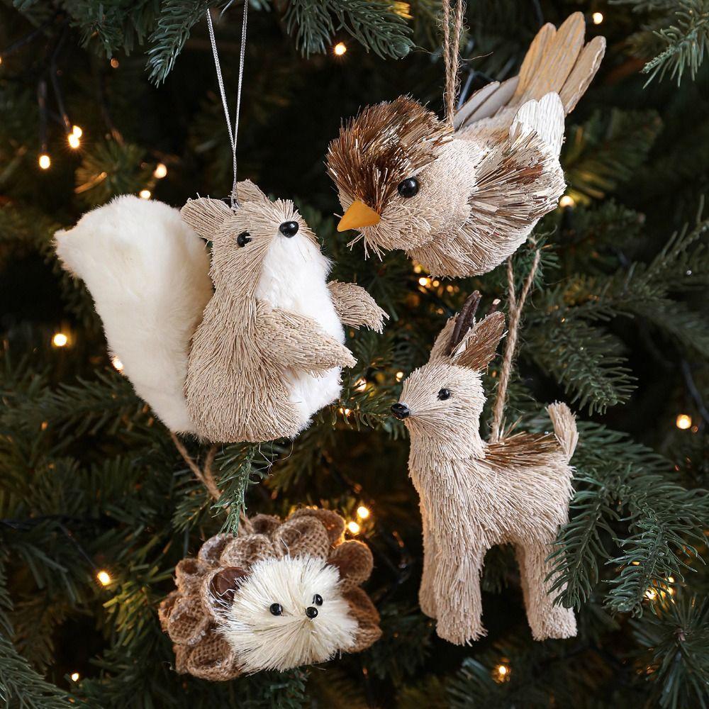 Small Christmas Tree Decorations DIY Simulated Squirrel Pendant  Merry Christmas Decor