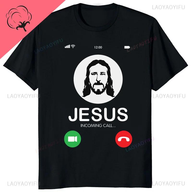 Moshi Moshi Jesus Desu Funny T-shirt Men T Shirt Short-sleev Breathable T-shirts Casual Tops Pattern Roupas Masculinas Koszulki