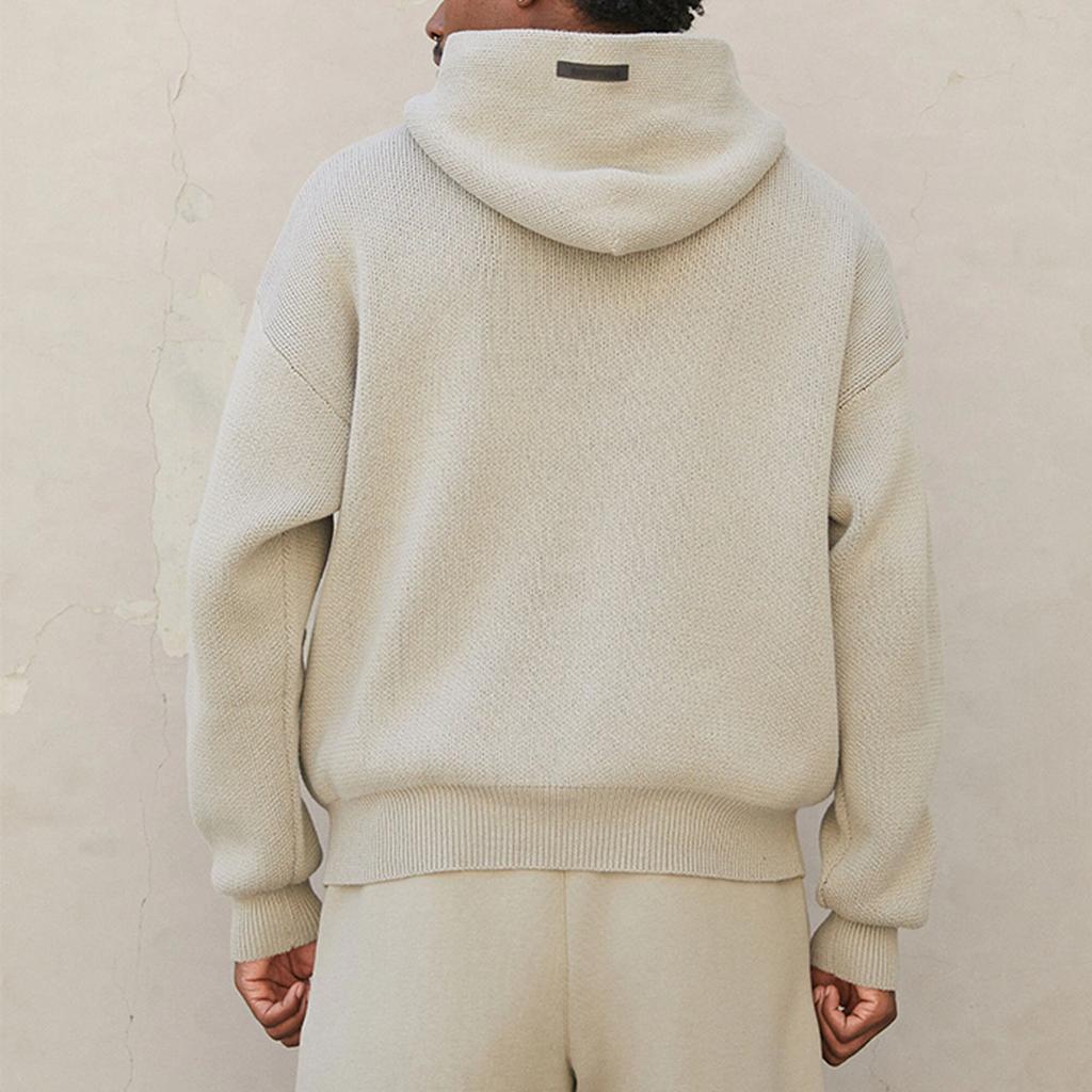 Fear Of God Essentials Knit Pullover Hoodie With Solid Color Logo Unisex Tops Pistachio-Green FOG-FW21-013