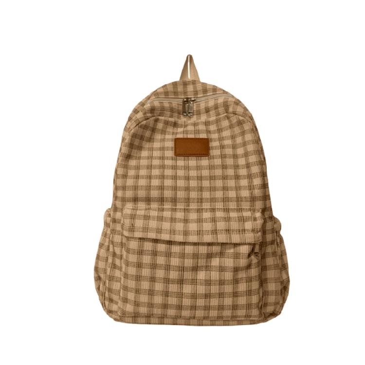 Harajuku Backpack for Girl Corduroy Lattice Backpack Large Capacity Daypacks Travel Bag Student School Backpack