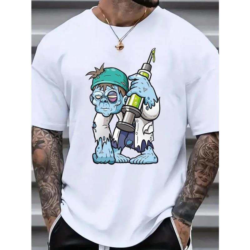 Men s Casual T-Shirt - Solid Color, Round Neck, Machine Washable - Perfect for All Seasons, Plus Size, Casual T-Shirt, PLUS SIZE 2XL белый