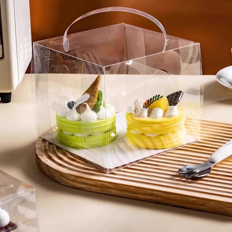 Highly Transparent Hand-held Cake Box Puff Thousand Layer Packaging Box Multi Functional Disposable Portable Dessert Casket Multi-specification