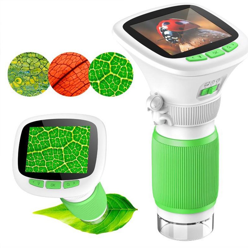 Children's Handheld Microscope with Rotating Focus and 2.4-inch High-definition Screen for Outdoor Children's Science Microscope