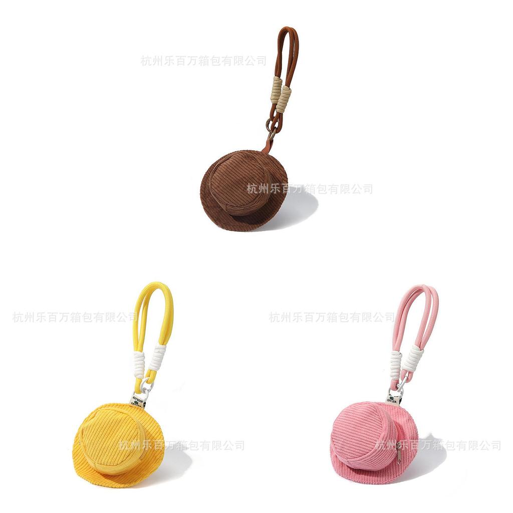 Cotton Canvas Mini Fisherman Cap With Smile Face Design Portable Coin Purse For Home Storage