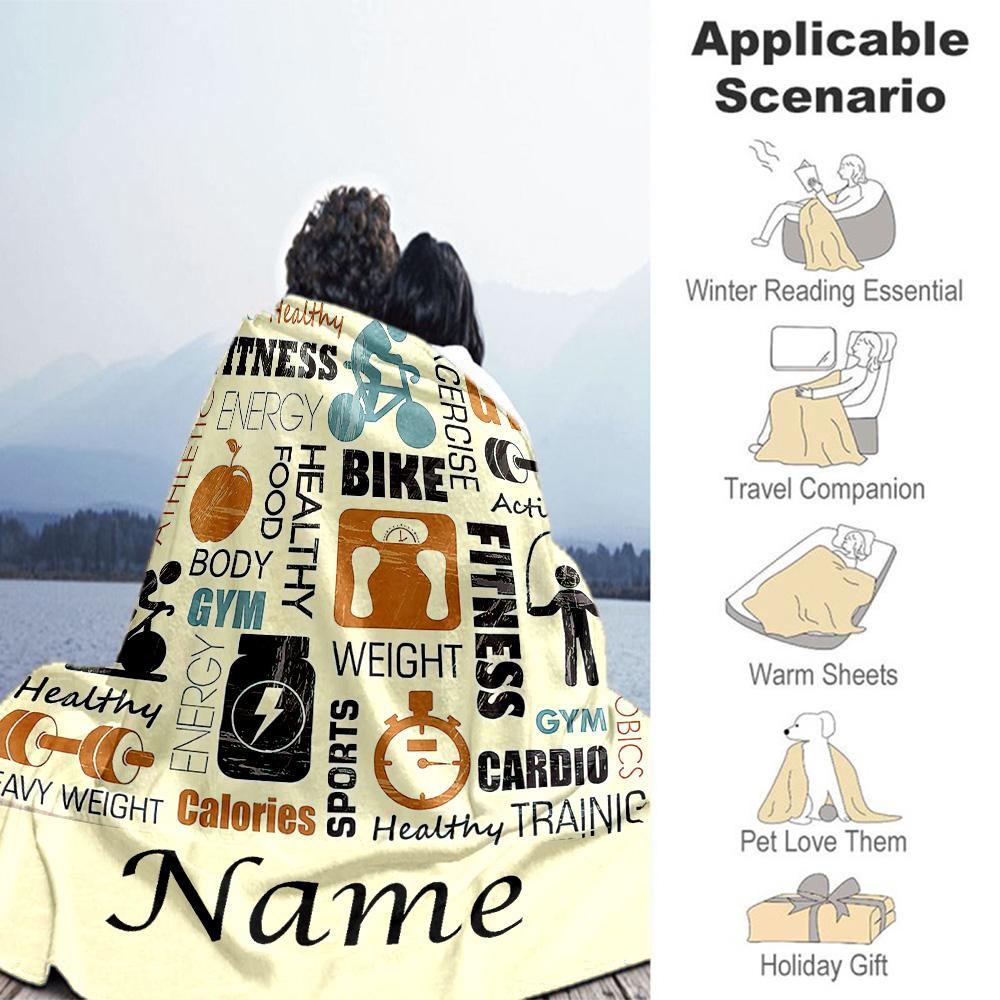 Exercise Hard Personalized Name Blanket Multi-purpose Customizable Blanket Soft & Cozy for Couch Seaside Bedding Office Four Seasons Universal