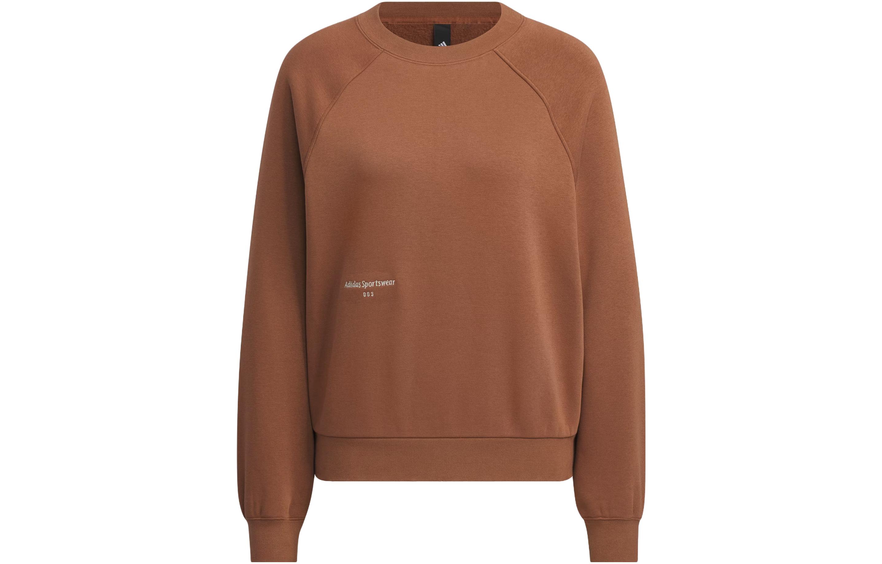 Adidas Solid Color Fleece Lined Athleisure Crew Neck Long Sleeved Sweatshirt Women s Brown IX6792 XL